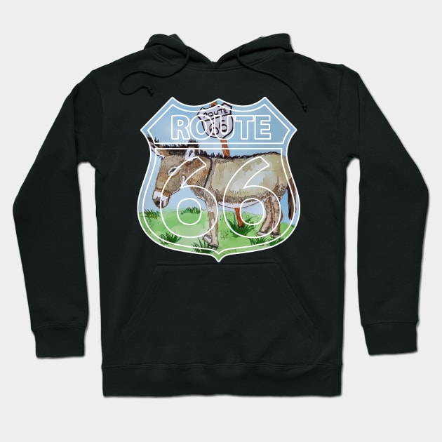 Donkey at Oatman on Route 66 Hoodie by WelshDesigns